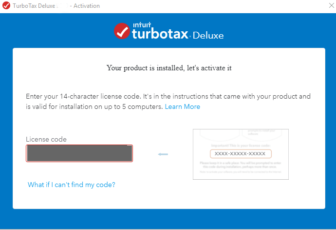 Install Turbotax with License Code